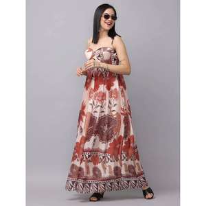 Womens Floral Print Eco-Friendly Natural Waist Maxi Dress Sleeveless <b>Spaghetti</b> Strap a Line Summer Casual <b>Long</b> - Product Image 2