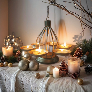 Decoración étnica para el hogar, lámpara colgante de latón Diya, candelabros de Metal, tarros de velas para boda, templo, habitación Pooja, decoración de Festival - Product Image 3