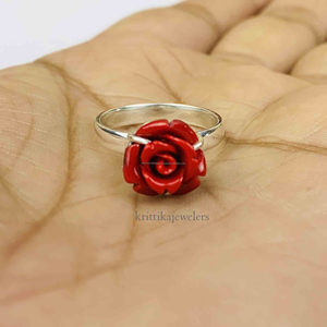 925 sterling Silver Red Rose Ring với kim cương và ngọc trai <span class=keywords><strong>prong</strong></span> thiết lập món quà kỷ niệm ngày cưới cho phụ nữ cho ngày Valentine - Product Image 2