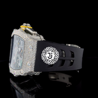 Montre de luxe de qualité supérieure avec diamants blancs glacés, boîtier en acier inoxydable, mouvement mécanique (ETA), unisexe, pour mariages et fiançailles