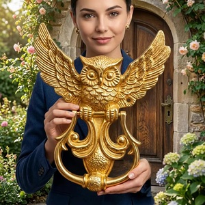 <b>Beads</b> Art Traditional Cast Iron Owl <b>Door</b> Knocker Eco-Friendly Waterproof Outdoor Home Decor Durable Self-Adhesive Installation - Product Image 1