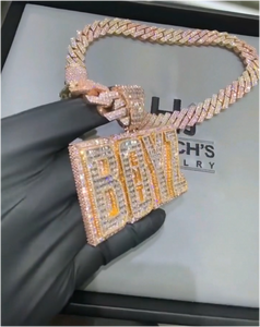 Cadena con Nombre Personalizada de Moissanita VVS, Estilo Hip Hop, con Diamantes Baguette, Colgante con Inicial en 3D, Plata de Ley 925, Unisex - Product Image 3