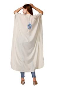 Kaftan Kurti en viscose brodé à motifs floraux contrastants pour femme, coupe régulière, style bohème, poncho, tunique ethnique d'été - Product Image 5