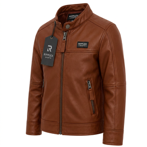 Veste en cuir légère pour enfants, conçue pour le confort, la chaleur, la flexibilité de mouvement et les aventures quotidiennes élégantes pour les jeunes enfants. - Product Image 3