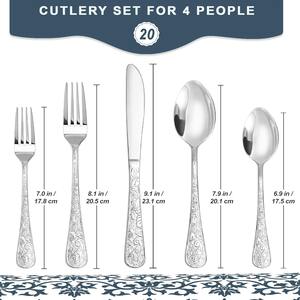 Juego de Cubiertos con Diseño Floral Grabado en Plata, Ideal para Eventos Elegantes, Hoteles, Restaurantes y Uso Doméstico, de la India - Product Image 2