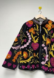 เสื้อแจ็คเก็ตปักลายซูซานีผ้ากำมะหยี่สีดำสไตล์โบฮีเมียน ลายดอกไม้ แขนยาว คอตั้ง เสื้อคลุมสำหรับผู้หญิงช่วงฤดูใบไม้ร่วง - Product Image 6