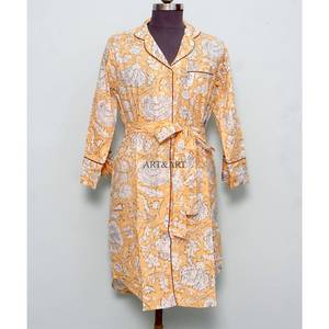 Luxury Indian Cotton Digital Printed Floral Pattern Evening Bridal V-Neck 3/4Sleeve Midi long shirt <b>Dress</b> for Women Eco-Friendly - Product Image 1