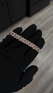 Pulsera de eslabones cubanos de 10 mm de plata de ley 925 con moissanita VVS, chapada en oro rosa, joyería hip hop para hombre - Product Image 4