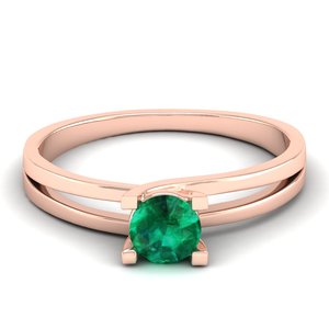 Anillos de compromiso REYES de alta calidad en oro sólido de 14K y 18K con esmeralda de corte redondo de 0.5 quilates para mujer, joyería fina. - Product Image 1