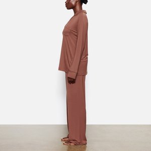 Nuevo Conjunto Casual de Verano de Dos Piezas para Mujer, 100% Algodón, Lona, por Encima de la Rodilla, Color Sólido, Manga Corta - Product Image 2