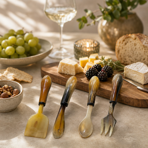 Ensemble d'ustensiles de service en corne naturelle, écologiques et durables, cuillère, fourchette, spatule, fabrication artisanale, vente en gros, logo personnalisé, OEM, ODM, en vrac - Product Image 2