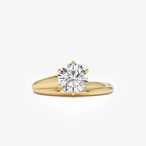 Bague de fiançailles en or jaune avec diamant rond taille brillant, style classique pour femme - Product Image 1