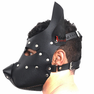 Máscara de Cuero Genuino de Piel de Vaca para Perros con Detalles en las Orejas para Jugar con Mascotas - Product Image 6