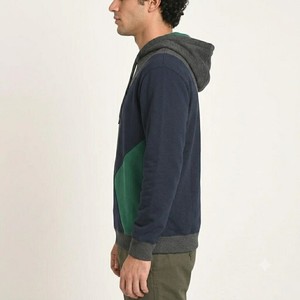 Sweat-shirt à capuche premium color block en polaire patchwork personnalisé, coupe oversize, style streetwear décontracté - Product Image 3