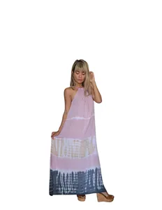 ชุดเดรสแม็กซี่ผ้าเรยอนลายมัดย้อมสไตล์โบโฮสำหรับผู้หญิง ชุดเดรสแขนกุดทรงพลิ้ว น้ำหนักเบา เหมาะสำหรับใส่ไปเที่ยวชายหาดในฤดูร้อน - Product Image 4