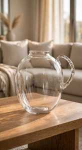 Clear Round <b>Glass</b> Flower Pot Decorative Planter Bottle with Handle for Home Decor - Product Image 4