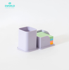 SWORLD Desktop <b>Pen</b> Holder With Sticky Note Stand Square Plastic Organizer Dual Function Compact Design <b>Multi</b> <b>Color</b> Wholesale - Product Image 4