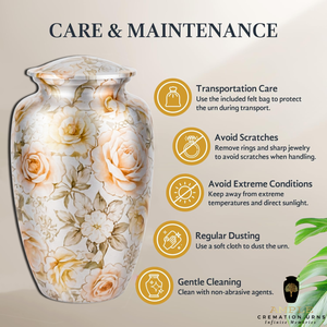 โกศบรรจุอัฐิรูปดอกกุหลาบสไตล์ยุโรปสำหรับผู้ใหญ่ โกศเผาศพดีไซน์หรูหรา เป็นมิตรกับสิ่งแวดล้อม พร้อมดีไซน์ที่ปรับแต่งได้ - Product Image 5