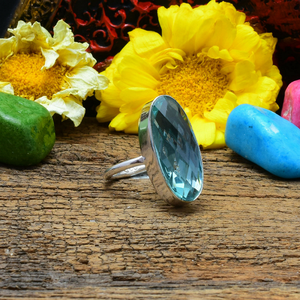 Blue Topaz Gemstone <b>Ring</b> 925 <b>Silver</b> Blue Topaz <b>Ring</b> Handmade Elegant Jewelry December Birthstone <b>Ring</b> Dainty <b>Statement</b> <b>Ring</b> - Product Image 1