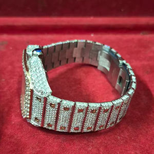 Montre Unisexe de Luxe Sportive Hip Hop VVS Lab Moissanite, Mouvement Quartz, Étanche 3 ATM, Cadran Numérique, Style Britannique - Product Image 1