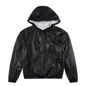 Sweat-shirt unisexe noir à capuche coupe-vent en coton oversize, couleur unie décontractée avec poches, idéal pour l'hiver, anti-boulochage - Product Image 1