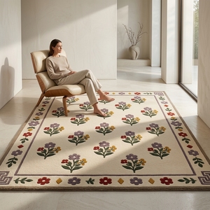 Alfombra de Lana Floral Hecha a Mano, Diseño Botánico, Color Marfil, Tamaño Personalizado, Alfombra de Lujo para el Hogar - Product Image 4
