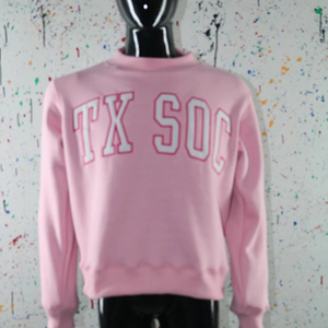 เสื้อสเวตเชิ้ตคอเต่า TX SOC สีชมพู ปักลายสีขาว 100% คอเสื้อกว้าง ยี่ห้อ URBAN PRODUCTIONS - Product Image 1