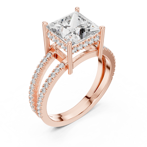 SPLIT SHANK 3CT Lab Grown Princess <b>Diamond</b> <b>Ring</b> Set in 18KT ROSE Gold FOR Engagement Valentine PARTY WEDDING FOR WOMEN - Product Image 1