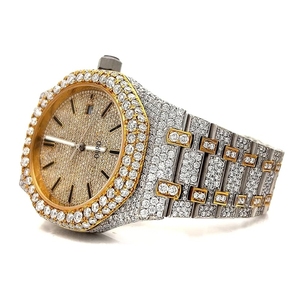 Reloj Mecánico de Lujo con Incrustaciones de Moissanita, Esfera Redonda de Acero Inoxidable, Cierre Oculto, Correa de 20 mm para Hombre - Product Image 3