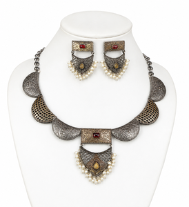 Bulk Two-Tone Antique Silver-Plated Alloy Bohemia Set | Bezel Setting Crystal Rhinestone <b>Wedding</b> Engagement Anniversary Women's - Product Image 2