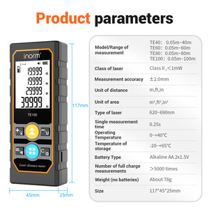 ODM INORM Hochpräziser Industrieller Laser-Entfernungsmesser 40m 60m 80m 100m Pythagoras Flächen- und Volumenmessung Mehrere Messmodi HD-Hintergrundbeleuchtung - Product Image 3