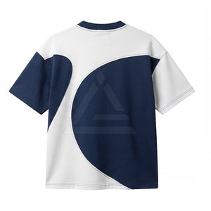 Camisetas de corte cuadrado con estilo, con un moderno diseño de bloques de color, mangas de material de algodón suave para ropa informal y a la moda. - Product Image 2