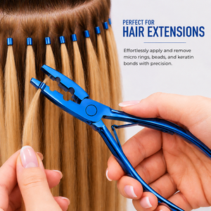 MANAN INSTRUMENTS Pinces à extensions de cheveux en acier inoxydable bleues pour l'installation et le retrait - Product Image 4