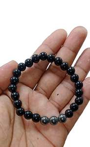 <b>Crystal</b> <b>bracelet</b> Black Obsidian & Hematite Round Beads <b>Bracelet</b> 8mm Stone Gemstone Fashion Men and <b>Women</b> Gift Energy - Product Image 3