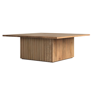 Table basse en bois de manguier massif, design cannelé, finition mate naturelle, style moderne, pour la maison, le bureau ou le salon - Product Image 4