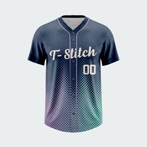 Camiseta de Béisbol para Hombre, Cuello en V, Manga Corta, Roja y Azul, con Estampado por Transferencia de Calor, Transpirable, Ecológica, Antibacteriana - Product Image 5