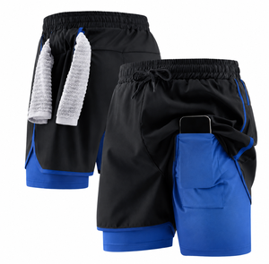 Custom Men’s 2 in 1 Gym Training <b>Shorts</b> Quick Dry Lightweight Running Workout <b>Shorts</b> <b>with</b> Compression Liner <b>Phone</b> <b>Pocket</b> OEM - Product Image 1