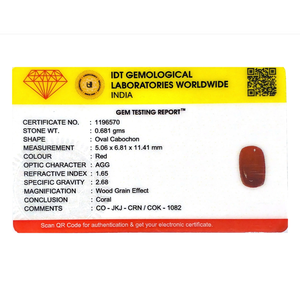 Natural Red Coral Loose Gemstone 3.41 Carat Certified Wholesale Raw - Product Image 4