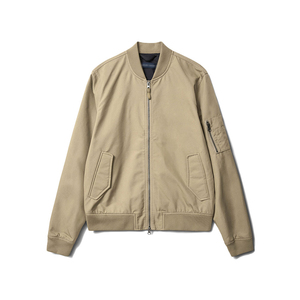 Chaqueta Bomber Caqui para Hombre, Color Sólido, Cierre de Cremallera, Cuello Alto, Estilo Casual para Otoño, Corte Regular, Poliéster, Algodón, Lona - Product Image 1