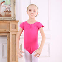 Maillot de Ballet para Niñas, Manga Corta, Traje de Danza, Ropa de Entrenamiento, Algodón y Spandex, de Una Pieza, Cintura Elástica, Deportivo