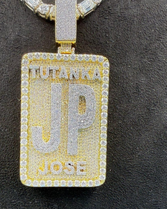 จี้เพชรโมอิสซาไนต์แบบสองสีสั่งทำพิเศษ จี้ฮิปฮอป จี้เงินแท้ 925 ประดับเพชร จี้รูปตัวอักษร จี้รูปสี่เหลี่ยมผืนผ้า - Product Image 1