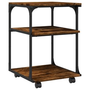Soporte para impresora de madera de ingeniería de roble ahumado de 3 niveles, 16.9 x 18.9 x 25.2 pulgadas, carrito de almacenamiento - Product Image 2