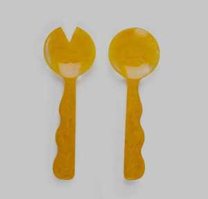 Ensemble de couverts en résine de haute qualité avec manche en bois et résine, ustensiles de service et de cuisine, cuillère à salade, artisanat de précision - Product Image 2