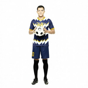 Uniforme de Fútbol para Adultos de Alta Calidad, Ligero, 100% Poliéster, con Rayas y Apliques, Camiseta y Pantalones Cortos de Fútbol - Product Image 3