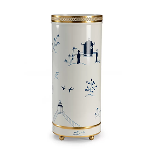 Most Selling Umbrella <b>Stand</b> With Blue Scenery Pattern Antique Brass Trim Freestanding Home Decoration Umbrella <b>Stand</b> - Product Image 1