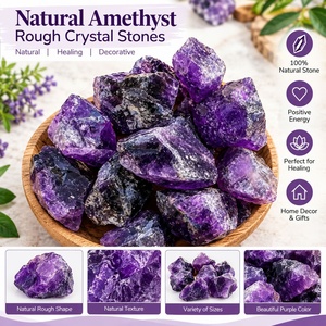 Hot Sale Wholesale Natural Amethyst <b>Raw</b> <b>Crystals</b> Withstands carved healing love energy for mediation decoration unpolished - Product Image 1