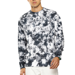 Sudaderas personalizables de cuello redondo con efecto tie-dye para hombre, básicas, de mezcla de algodón, estilo streetwear. - Product Image 3