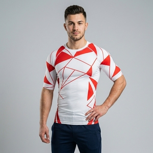 Men Compression Short Sleeve Shirt Custom Print Fitted Sporty Front Gym Fitness Bodybuilding Training Athletic Muscle Base Layer - Product Image 5