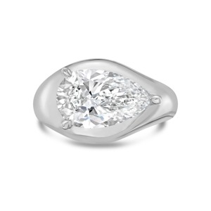 Anillo de compromiso de lujo con perla cultivada en laboratorio de 3 CT, plata 925 chapada en rodio, diseño de bypass - Product Image 2
