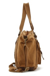 Vintage Style <b>Large</b> Capacity Waterproof Laptop <b>Backpack</b> with Canvas <b>Leather</b> Buckle Closure Shoulder Strap Interior Zipper Pocket - Product Image 3